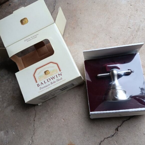 Baldwin Carnivale Crest Holder Robe Hook Made of Solid Brass Satin Nickel Finish - Picture 4 of 7